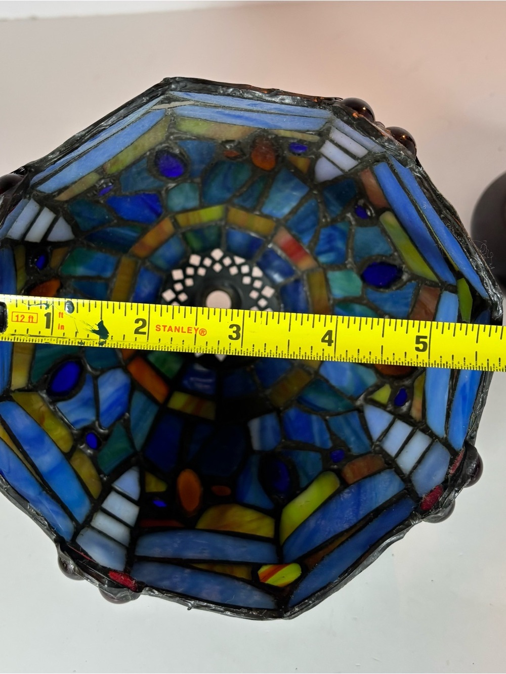 Tiffany Style Stained Glass Lamp Dragonfly Table Boudoir Vintage 12” Cottagecore - Picture 10 of 11